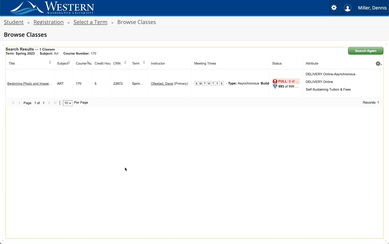 A gif showing the fees tab on a course in Browse Classes.