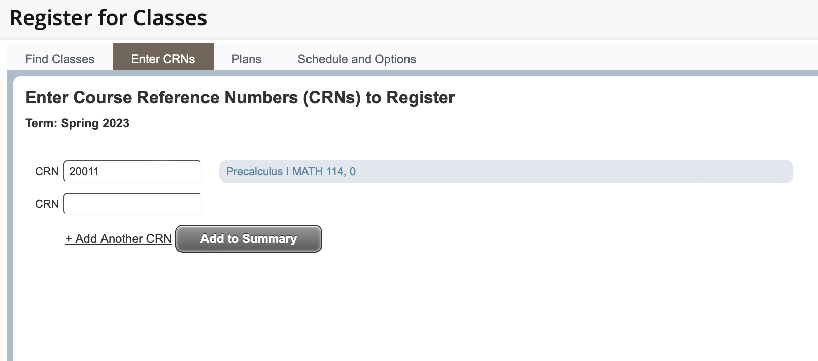 Feature is showcased with a CRN showing Math 114.