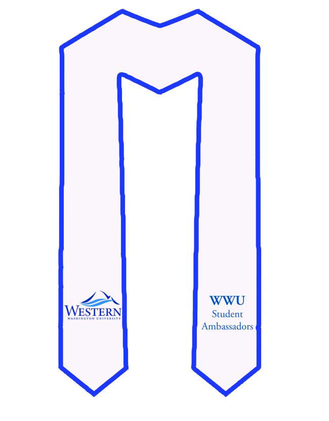 White stole with blue outline that reads WWU Student Ambassadors with Western logo